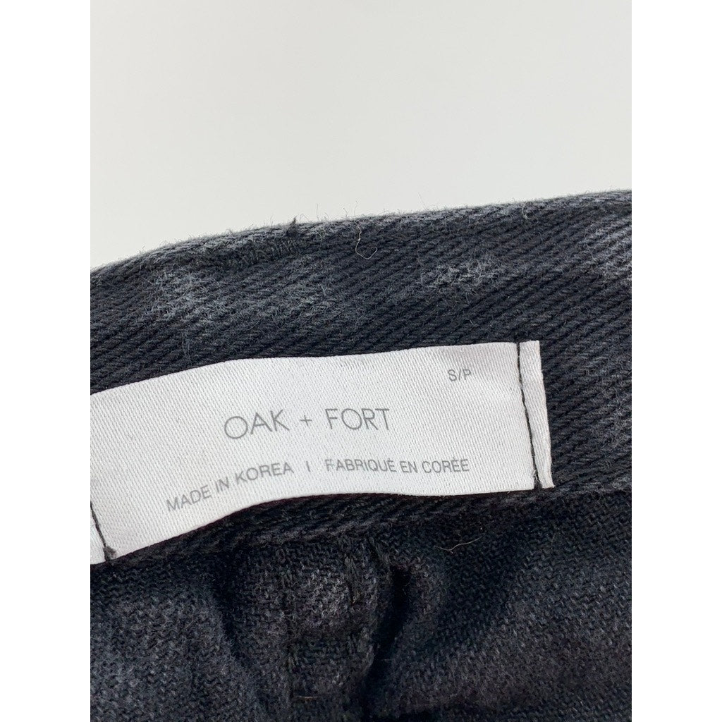 OAK+FORT Women's Black Frayed Denim High-Rise Shorts SZ S