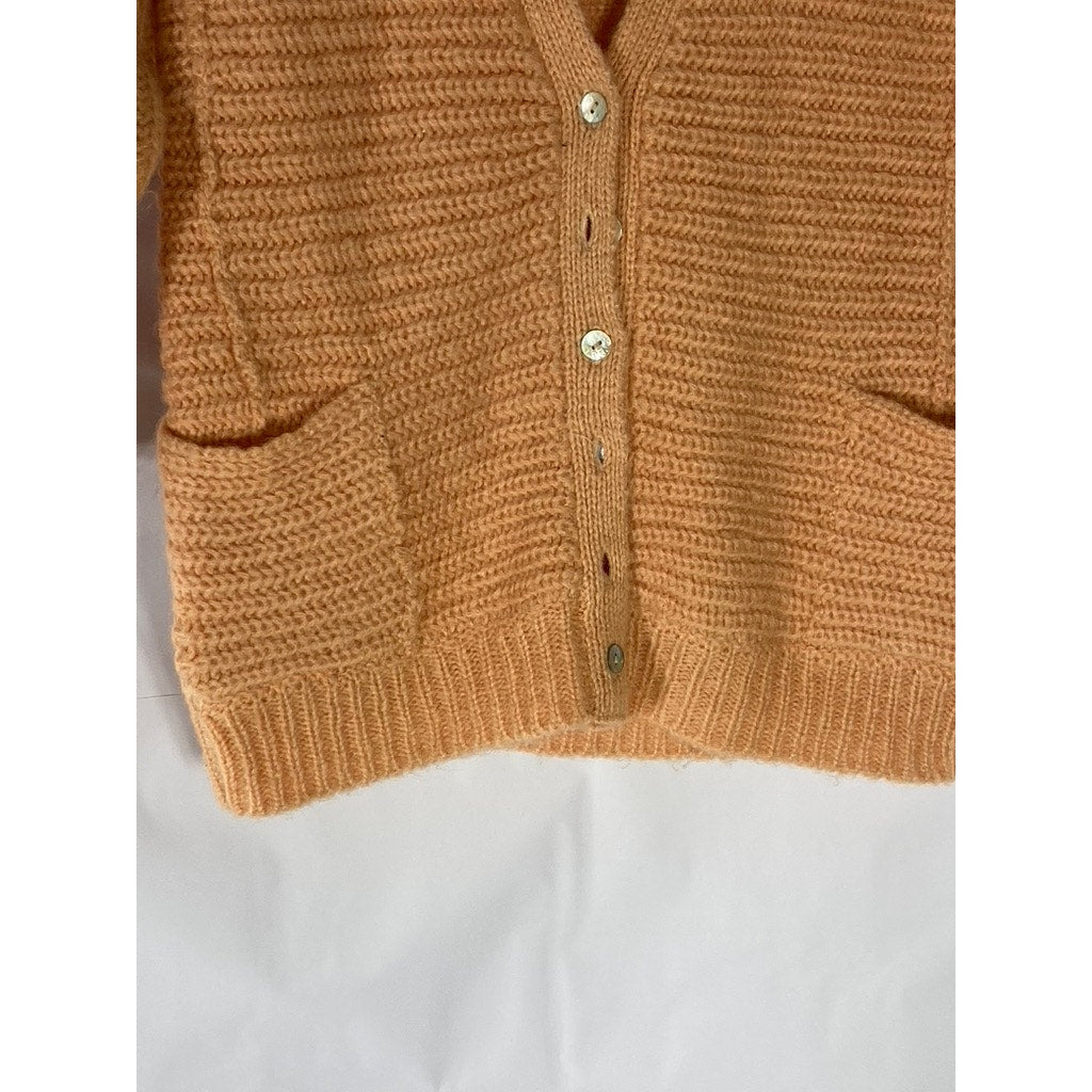MORLEY Girls' Peach Knit V-Neck Relaxed Fit Button-Up Cardigan SZ 10