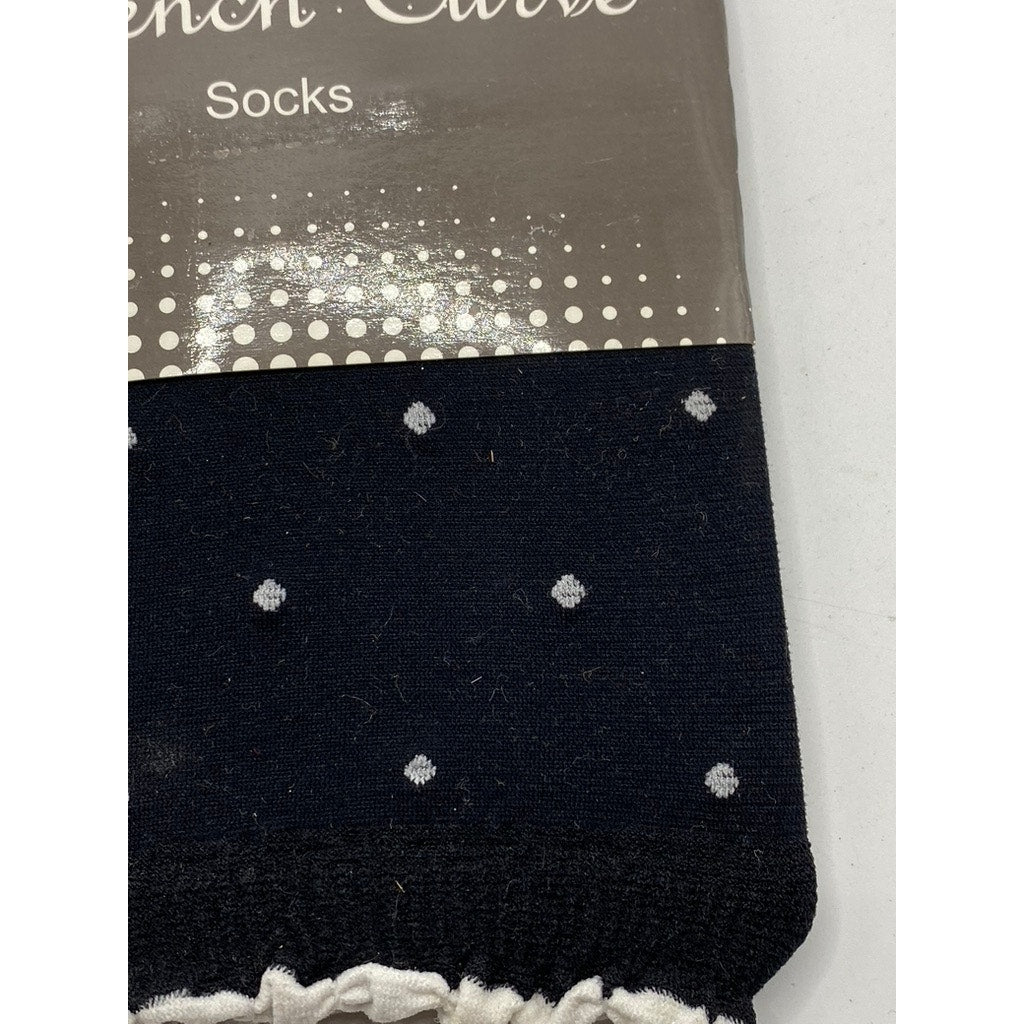 FRENCH CURVE Women's Black-White Dotted Semi Sheer Socks SZ OS