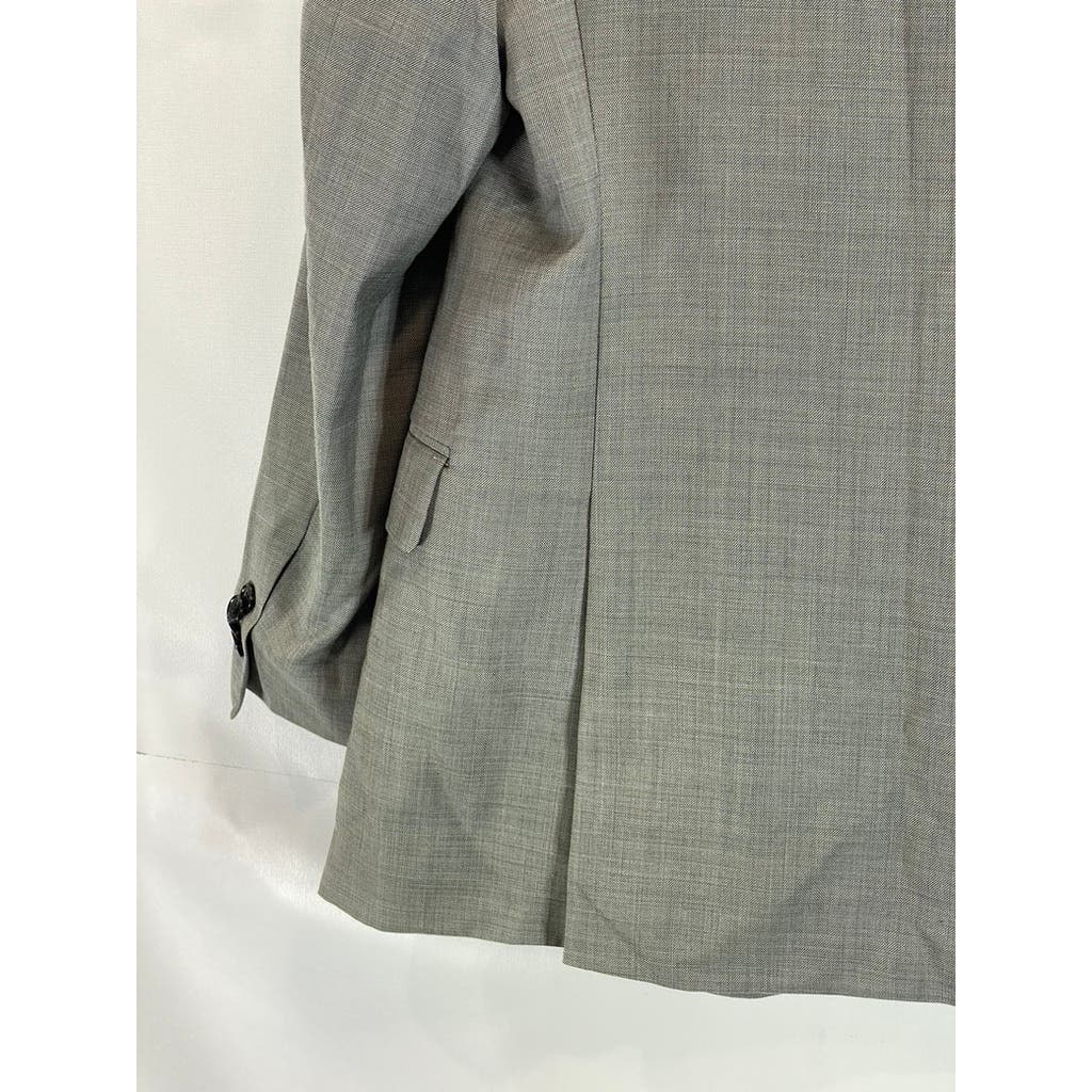 TOMMY HILFIGER Men's Grey Sharkskin Modern-Fit Wool Two-Button Suit Jacket SZ44R