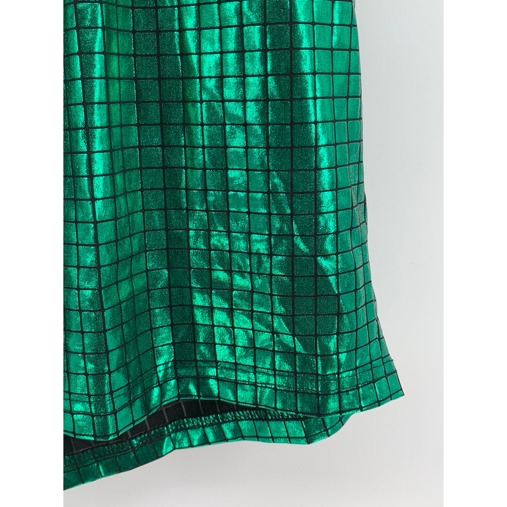 CASEY KEVIN Men's Green Metallic Square Print Shorts SZ 2XL