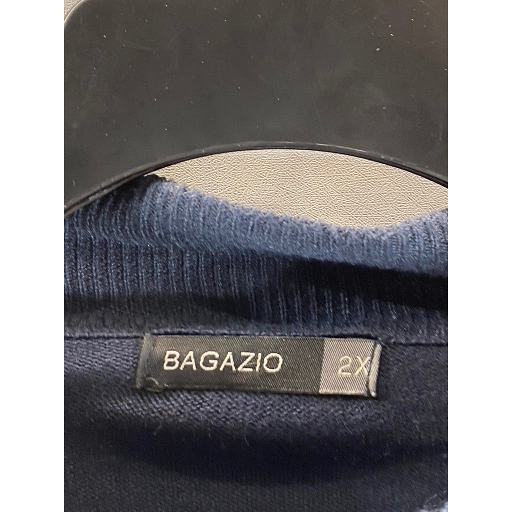 BAGAZIO Men's Navy Blue Acrylic Mock Neck Pullover Knit Sweater SZ 2X