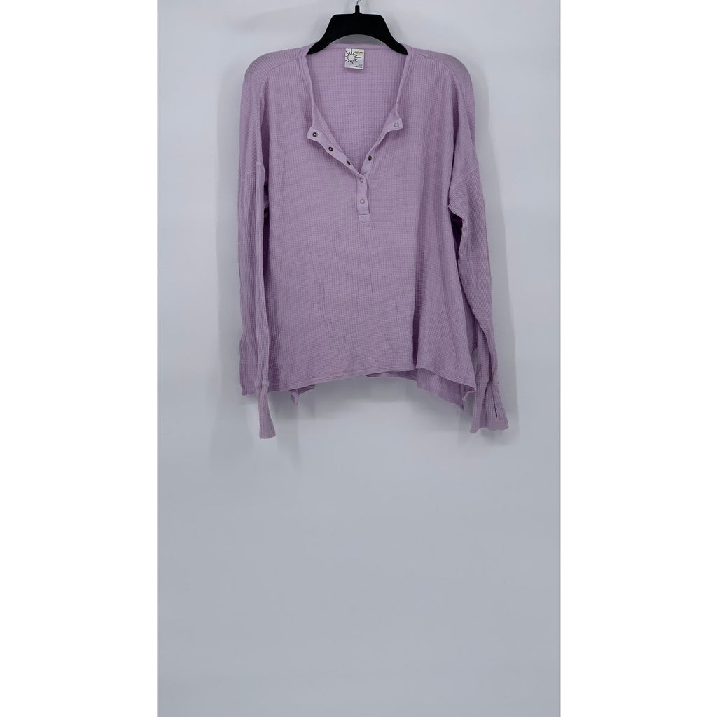 OFFLINE By AERIE Women's Lilac Burst A Move Long Sleeve Thumbhole Henley Top SZS