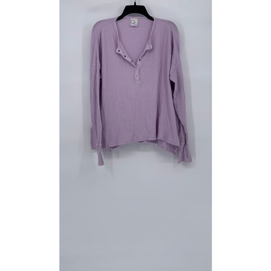 OFFLINE By AERIE Women's Lilac Burst A Move Long Sleeve Thumbhole Henley Top SZS