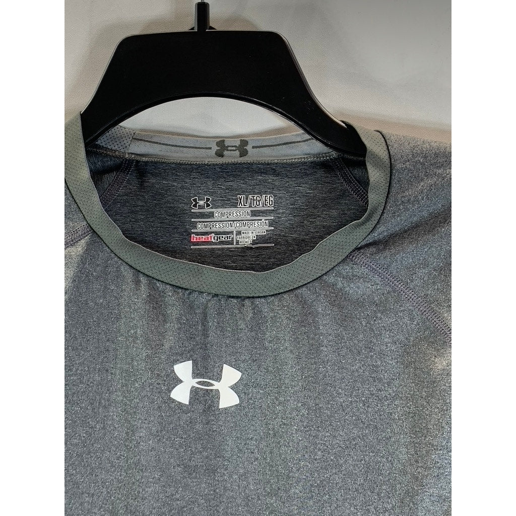 UNDER ARMOUR Men's Gray Crewneck Heatgear Compression Short Sleeve T-Shirt SZ XL