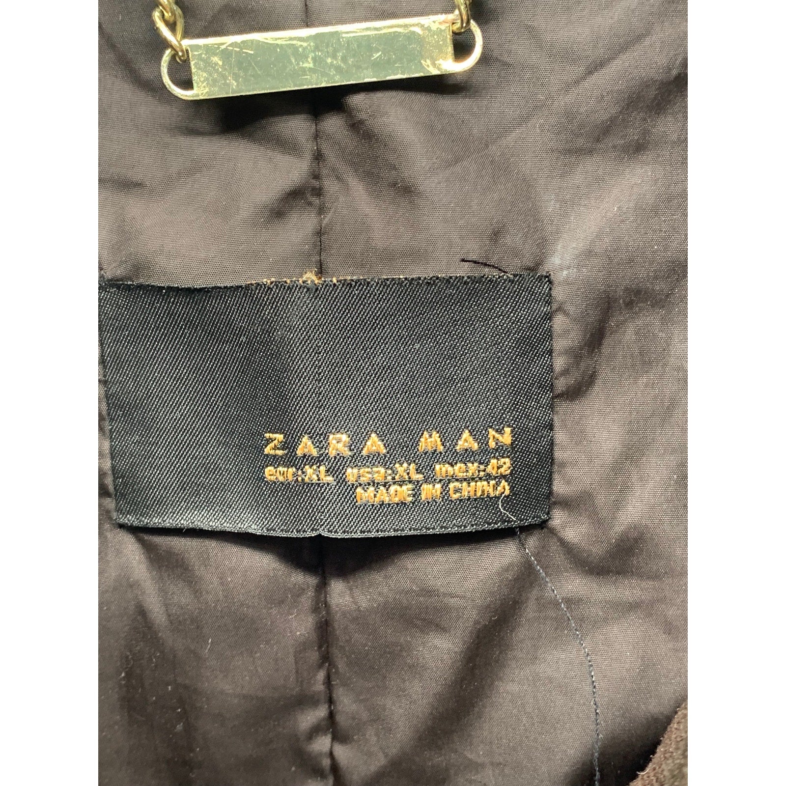 ZARA Men's Brown Zip-Up Stand Collar Military Long Sleeve Jacket SZ XL