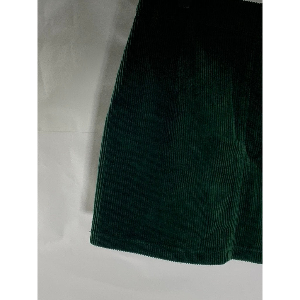 FOREVER 21 Women's Dark Green Corduroy Mini Skirt SZ L