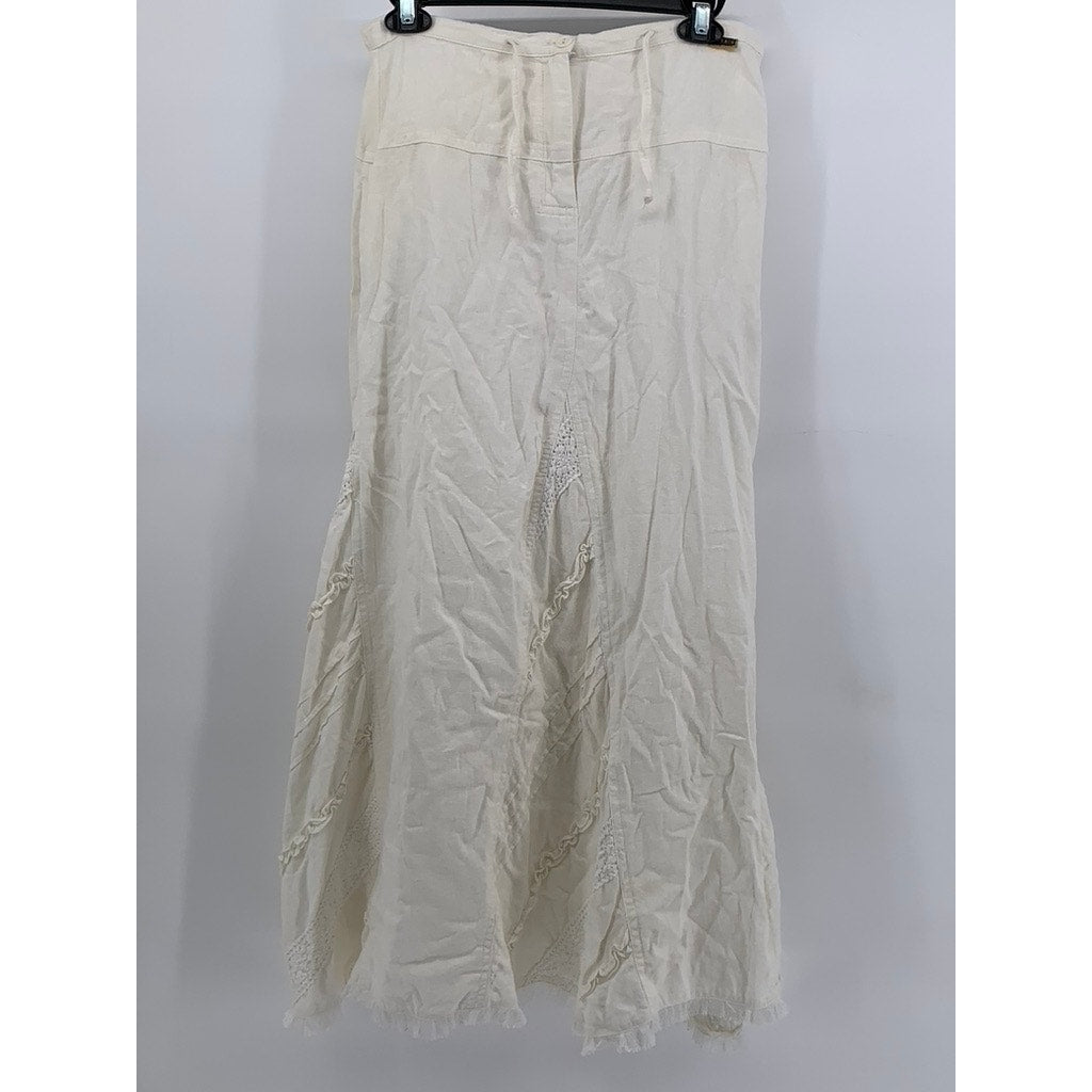 RUTAS Womens Long White Cottagecore Skirt SZ L