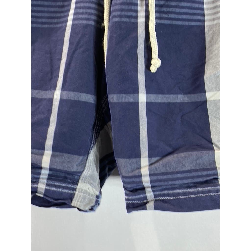 J.CREW Men's Blue Plaid Pull-On Original Long Board Swim Shorts SZ 33