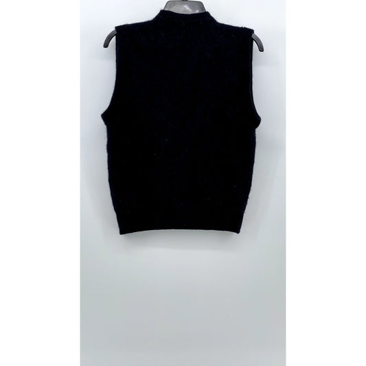 ZARA ORIGINS Women's Dark Navy Wool-Blend V-Neck Button-Up Sleeveless Vest SZ S