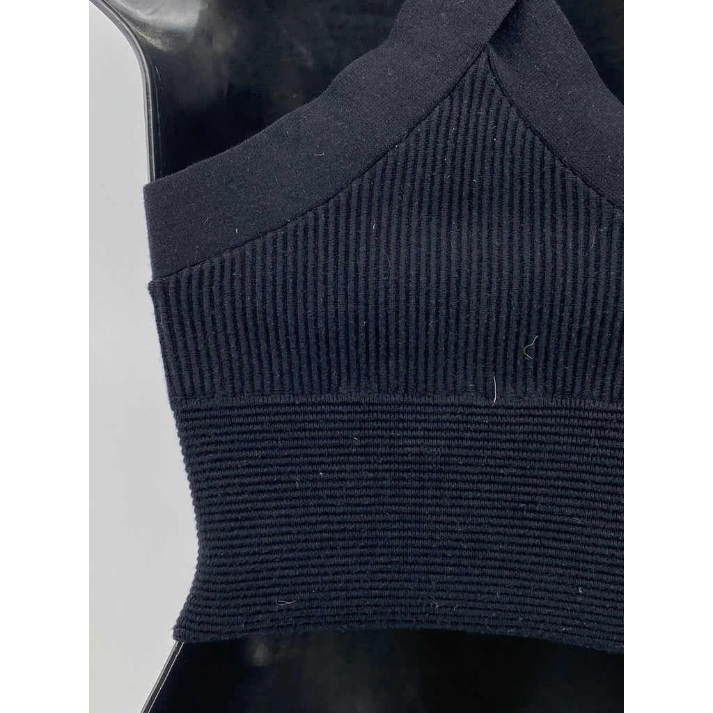 ABERCROMBIE & FITCH Women's Black Ribbed Sleeveless Halter Cropped Top SZ S