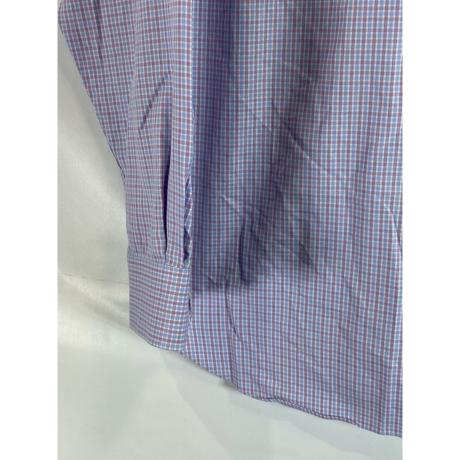 DAVID DONAHUE Men's Pink/Blue Gingham Button-Up Long Sleeve Shirt SZ 16.5 34/35