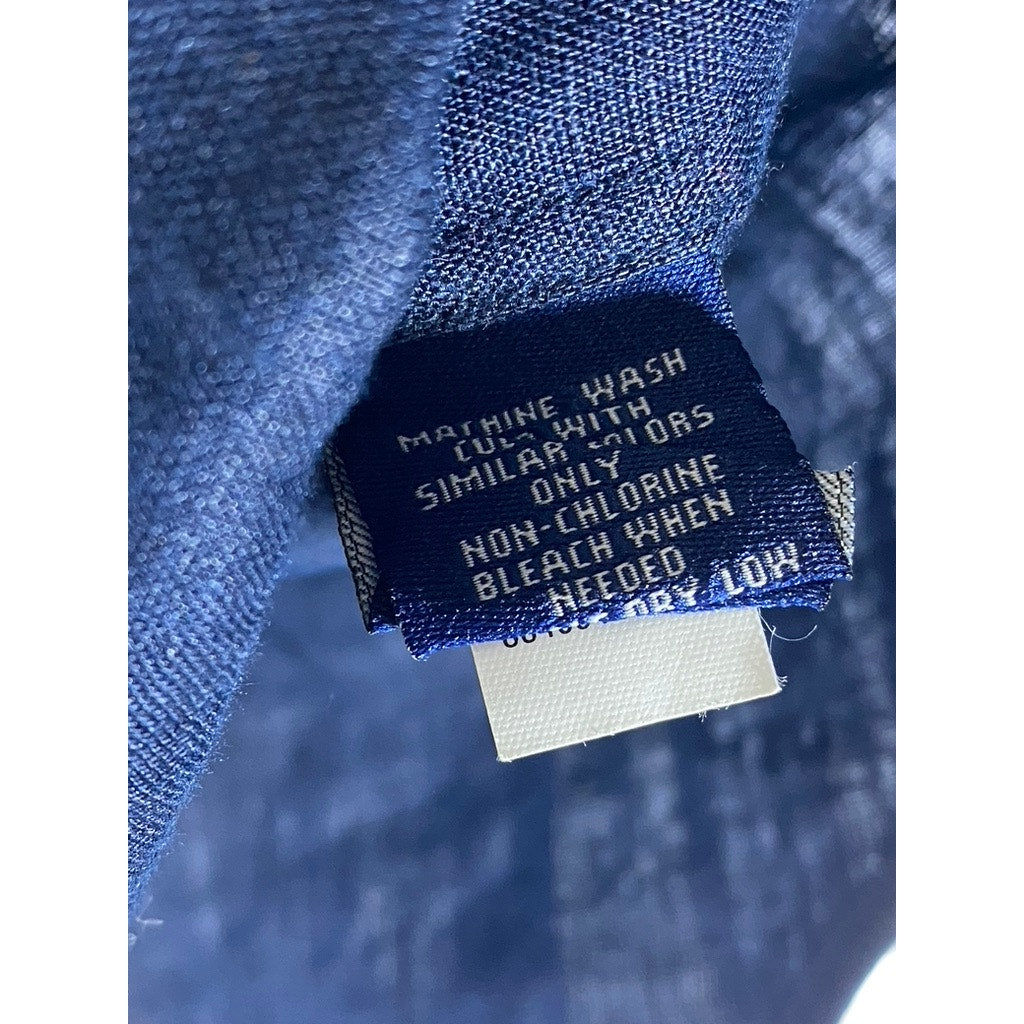 CHAPS EST. 1978 Women's Blue Linen Regular-Fit Button-Up Long Sleeve Top SZ M