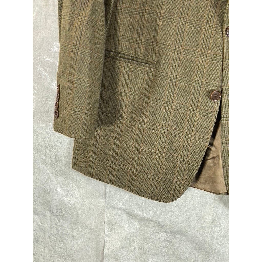 BROOKS BROTHERS 346 Men's Brown Plaid Classic-Fit Two-Button Sport Coat SZ 42R