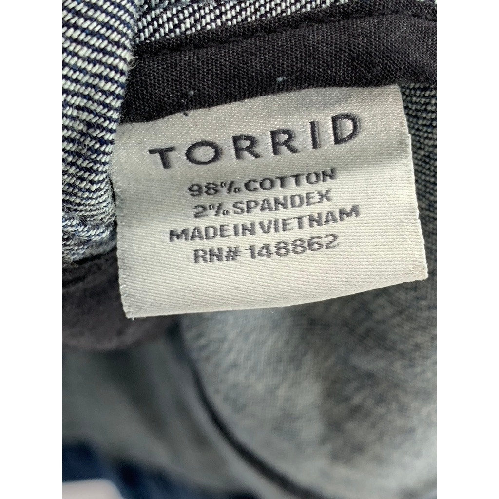 TORRID Women's Blue Denim Zip-Up Long Sleeve Moto Grunge Jacket SZ 3