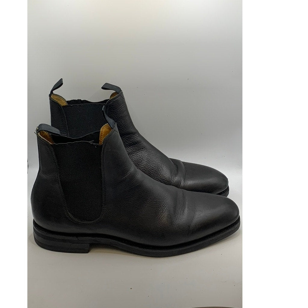 MEERMIN Men's Black Leather Slip-On Chelsea Boots SZ 9.5