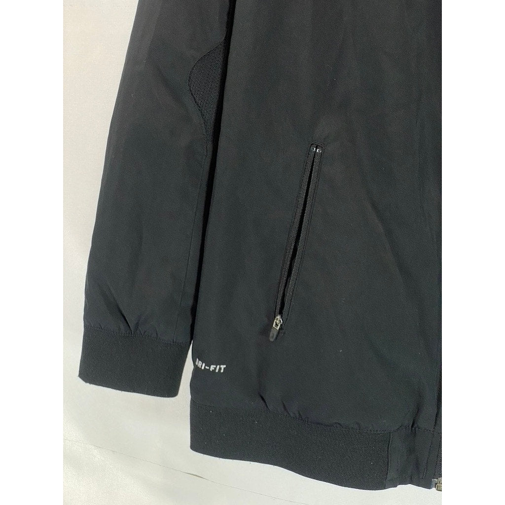 NIKE Men's Solid Black Dri-Fit Zip-Up Water Resistant Stand Collar Jacket SZ XL