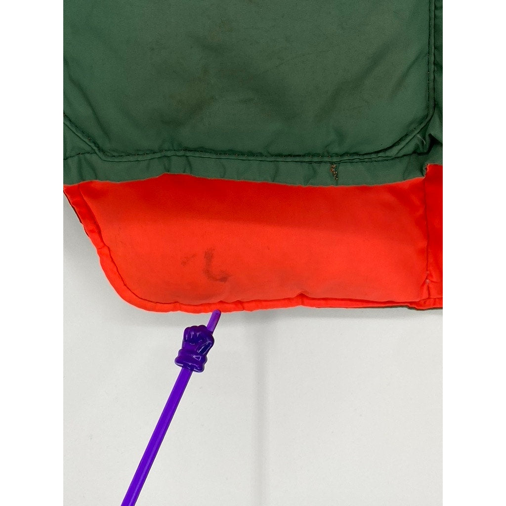 UNBRANDED Men's Forest Green-Orange Reversible Zip-Up Puffer Vest SZ S