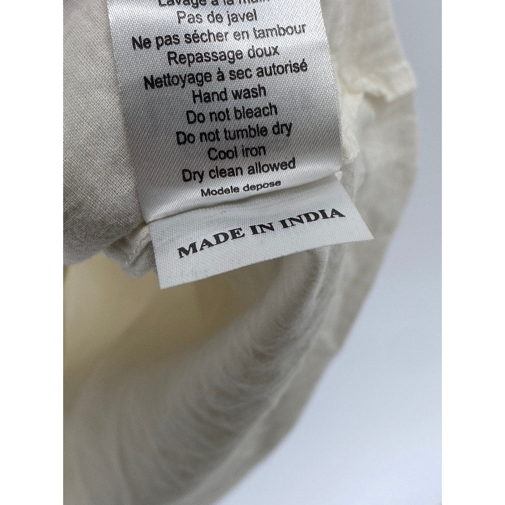 MAJE Women's Beige Floral Lace Crewneck Long Sleeve A-Line Mini Dress SZ 2