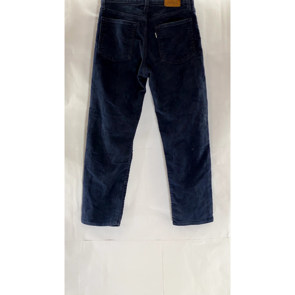 LEVI'S Women's Navy Blue Corduroy Button-Fly Wedgie-Fit Straight-Leg Pant SZ 27