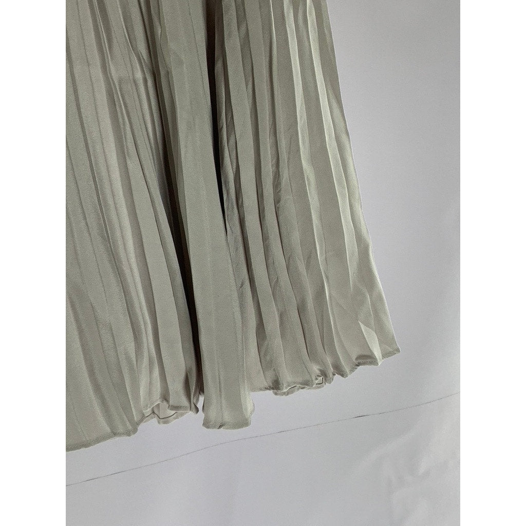 BLOOMINGDALES Women's Vintage Gray Pleated Sheer Pleated Pull-On Mini Skirt SZ 4