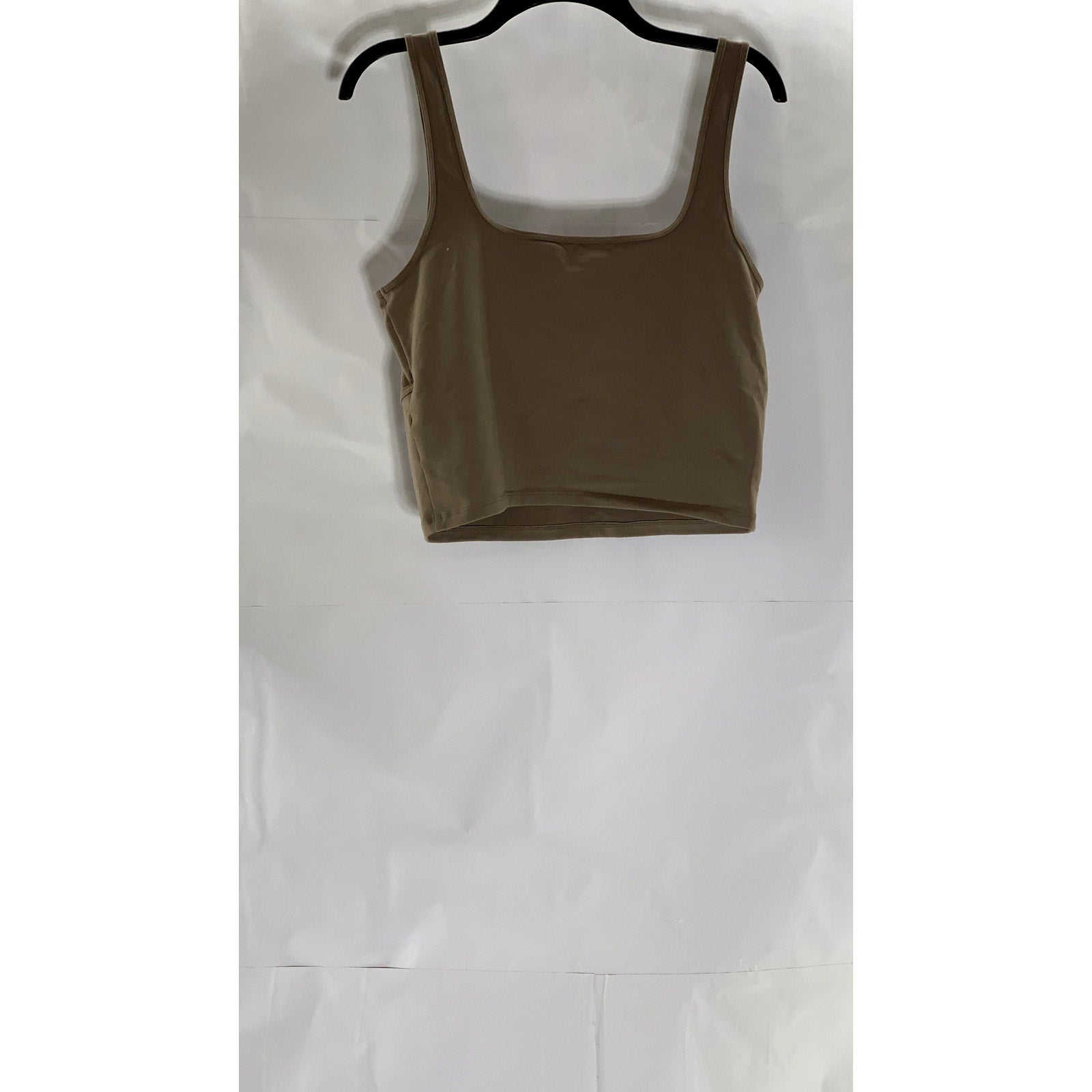 ABERCROMBIE & FITCH Women's Brown Straight-Neck Cropped Tank Top SZ L
