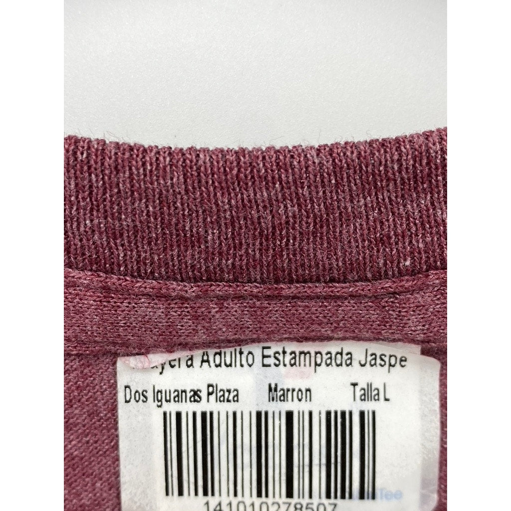 UNBRANDED Men's Burgundy Playa Del Carmen Graphic Short Sleeve T-Shirt SZ L