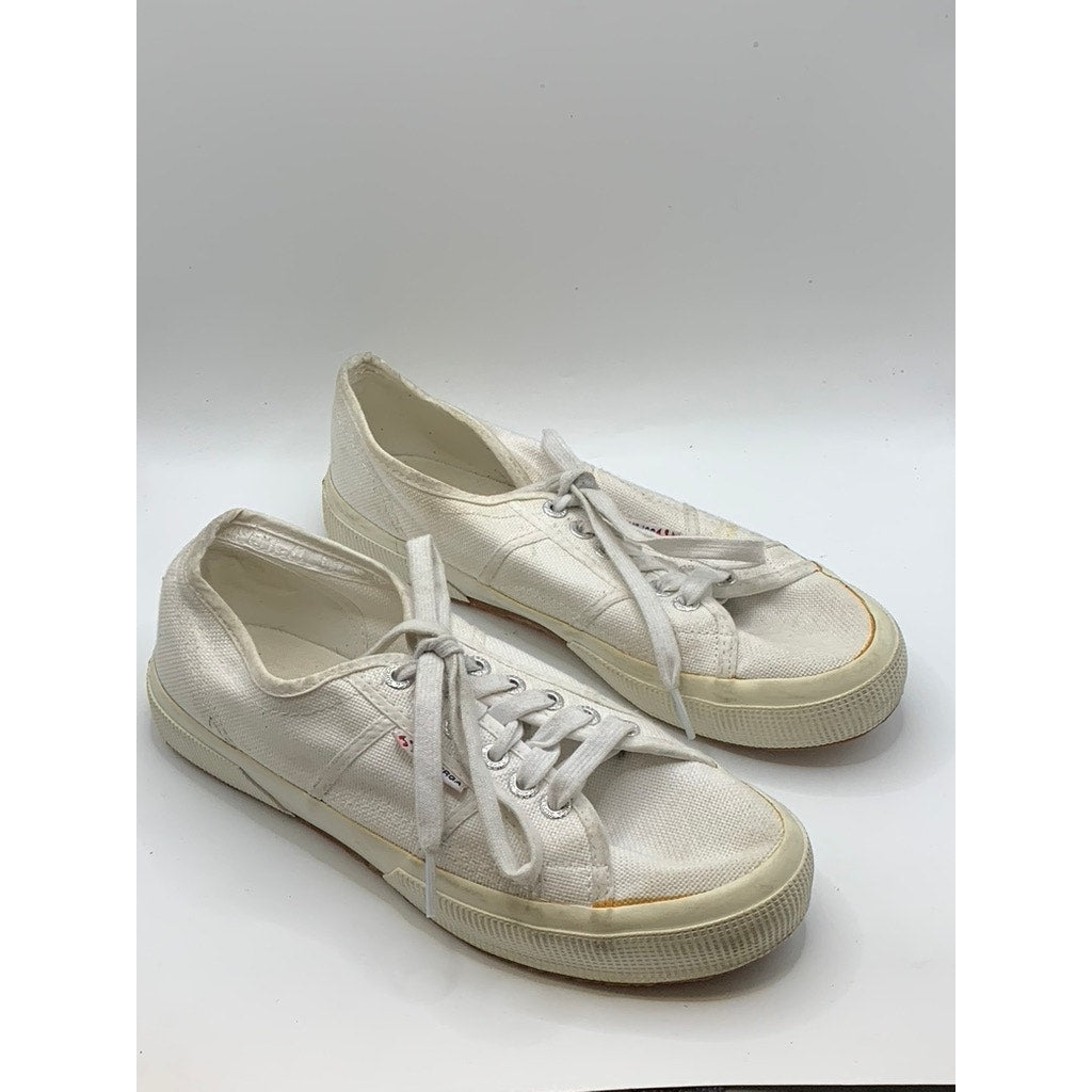 SUPERGA Unisex White Canvas Classic Sneakers SZ M6.5/W8