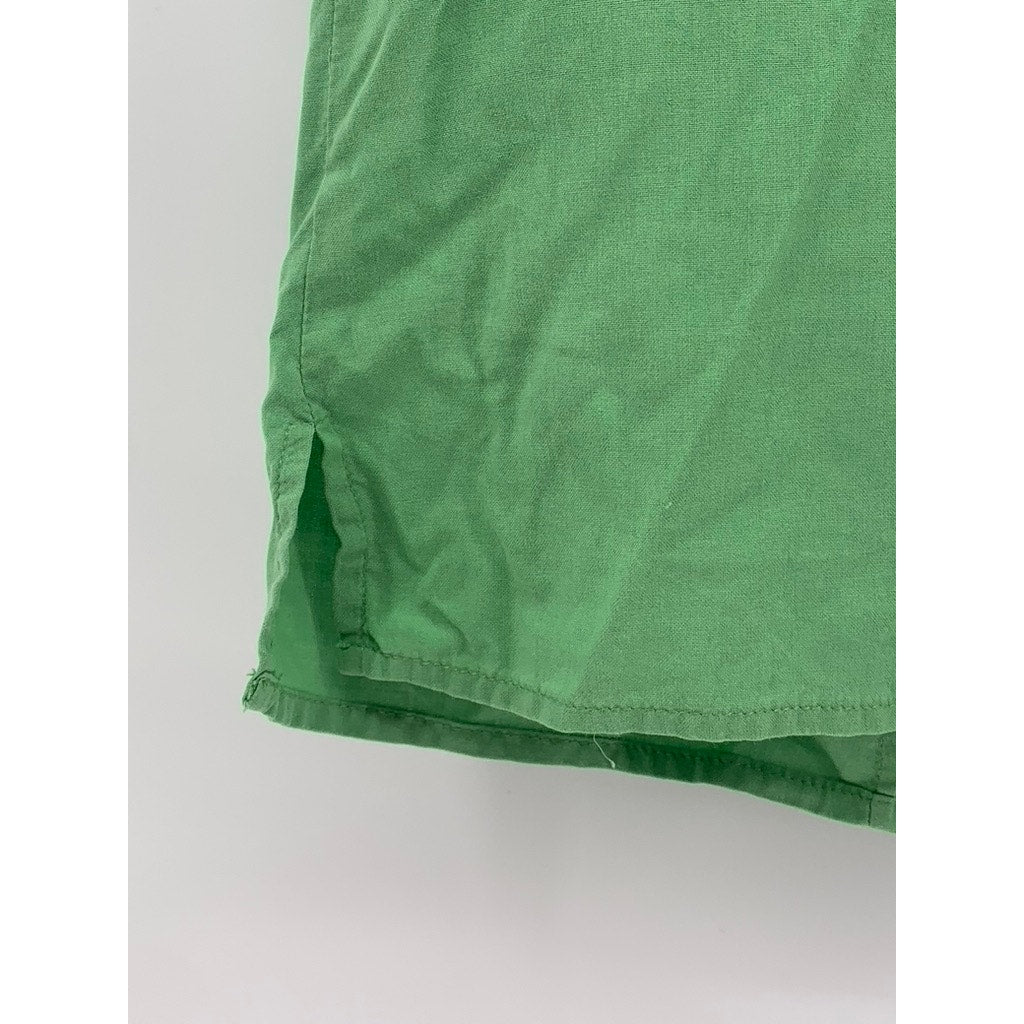 NOTATIONS Women's Green Silk Button-Up Sleeveless Top SZ L