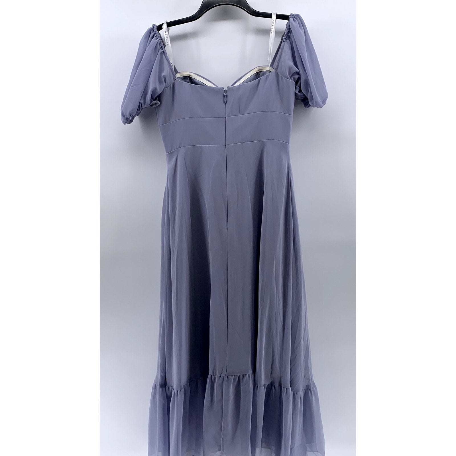 AZAZIE Women's Lilac Sweetheart Neck Short Puff-Sleeve Ruffle-Hem Dress SZ A8