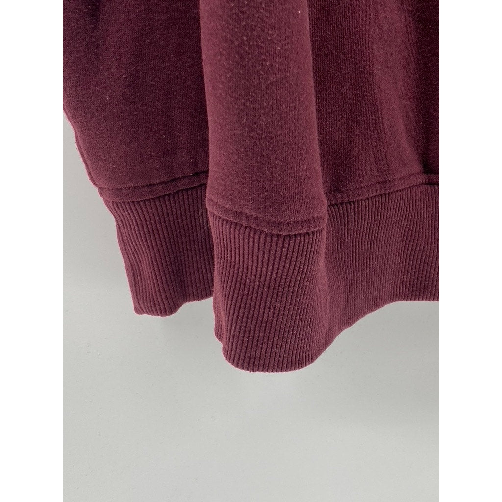 GEORGE Men's Burgundy Casual Drawstring Hooded Long Sleeve Zip-Up Sweater SZ M