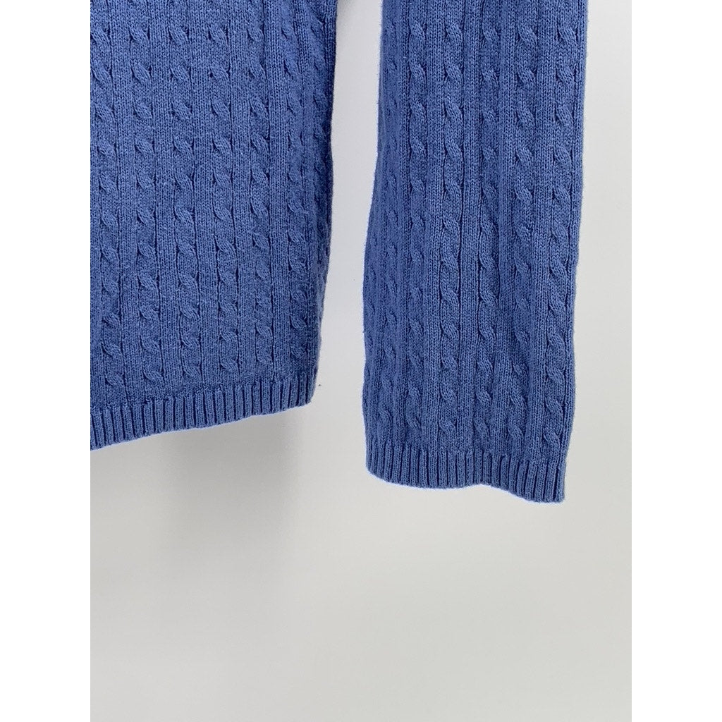 KAREN SCOTT Women's Petite Blue Cable Knit Mock-Neck Long Sleeve Sweater SZ P/S