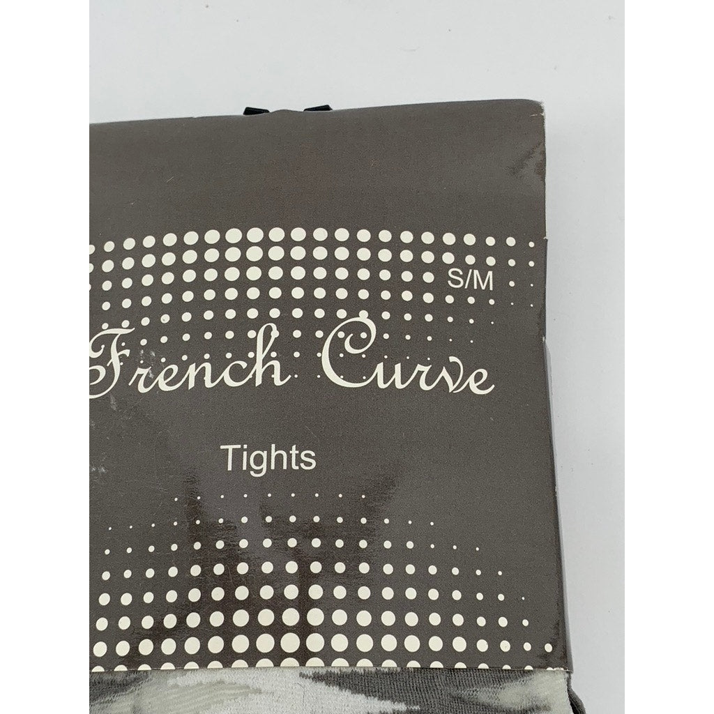 FRENCH CURVE Women's Dark Gray-White Sheer Printed Pull-On Tights SZ S/M