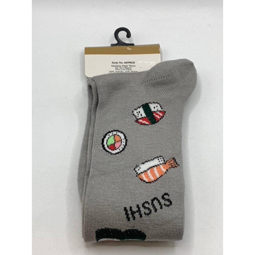 FOOT TRAFFIC Unisex Gray Sushi Crew Socks SZ OS