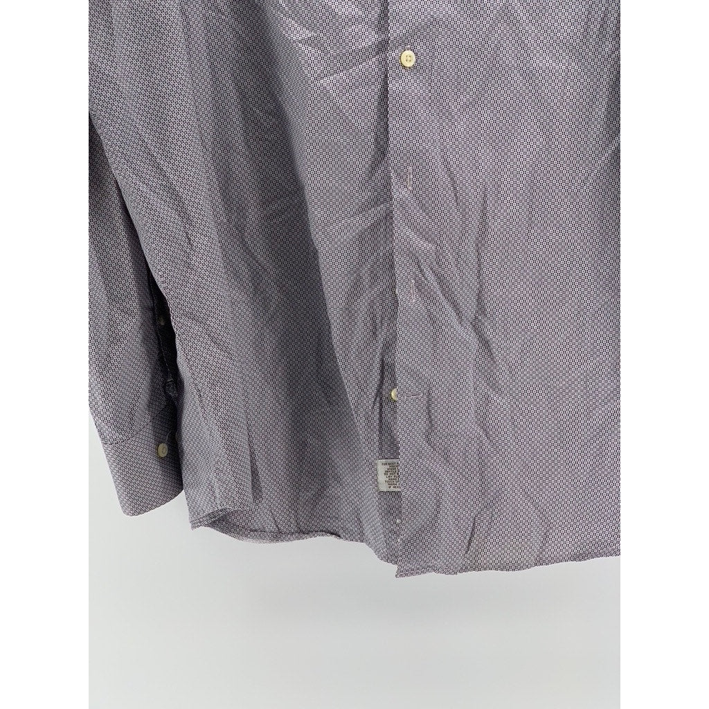 PETER MILLAR Men's White-Burgundy Printed Button-Up Long Sleeve Shirt SZ XL