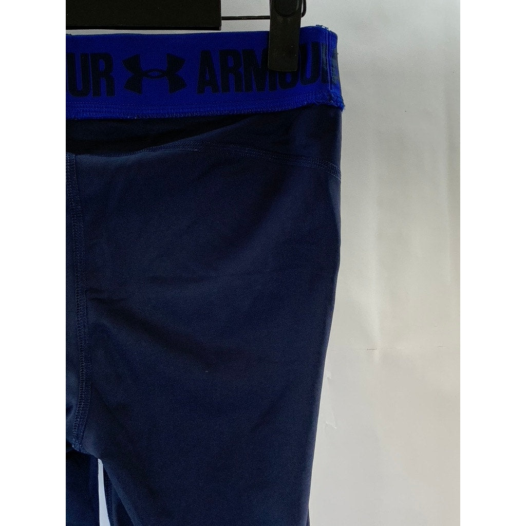 UNDER ARMOUR Women's Navy/Blue Colorblock Heatgear Ankle Cropped Leggings SZ XS