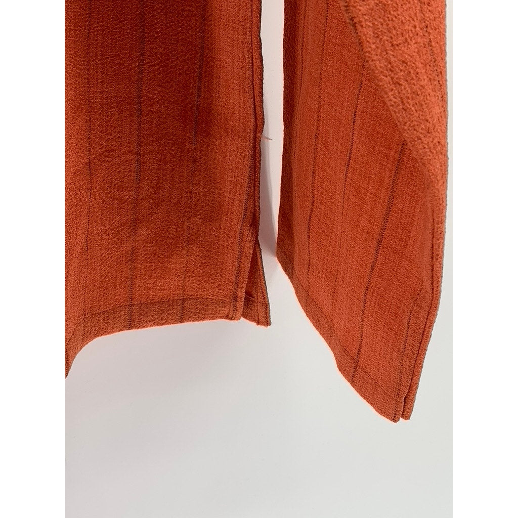 UVARAJ Jash Creation Men's Orange Stripe Split-Neck Long Sleeve Shirt SZ 44(L)