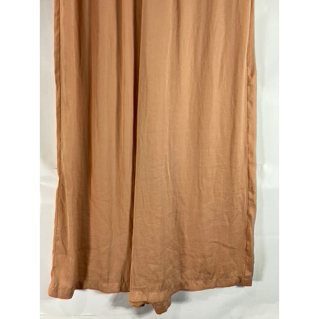 KENDALL & KYLIE Women's Peach Smocked Waist Pull-On Wide-Leg Pants SZ L