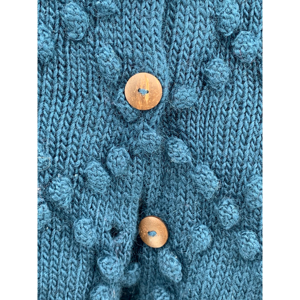 KTS Women's Dark Blue Knit Button-Up Long Sleeve Ball Textured Cardigan SZ XS