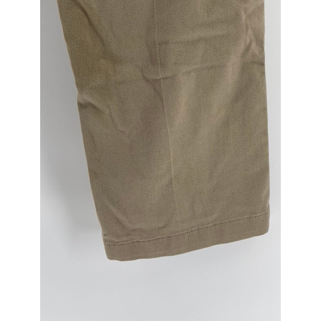 DOCKERS Men's Classic Fit Flat Front Straight Leg Tan Distressed Pants SZ 33x29