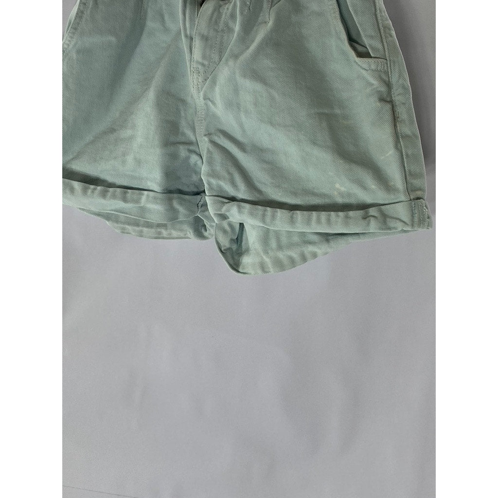 ZARA Girls' Light Blue Denim Button-Front Paperbag Shorts SZ 9