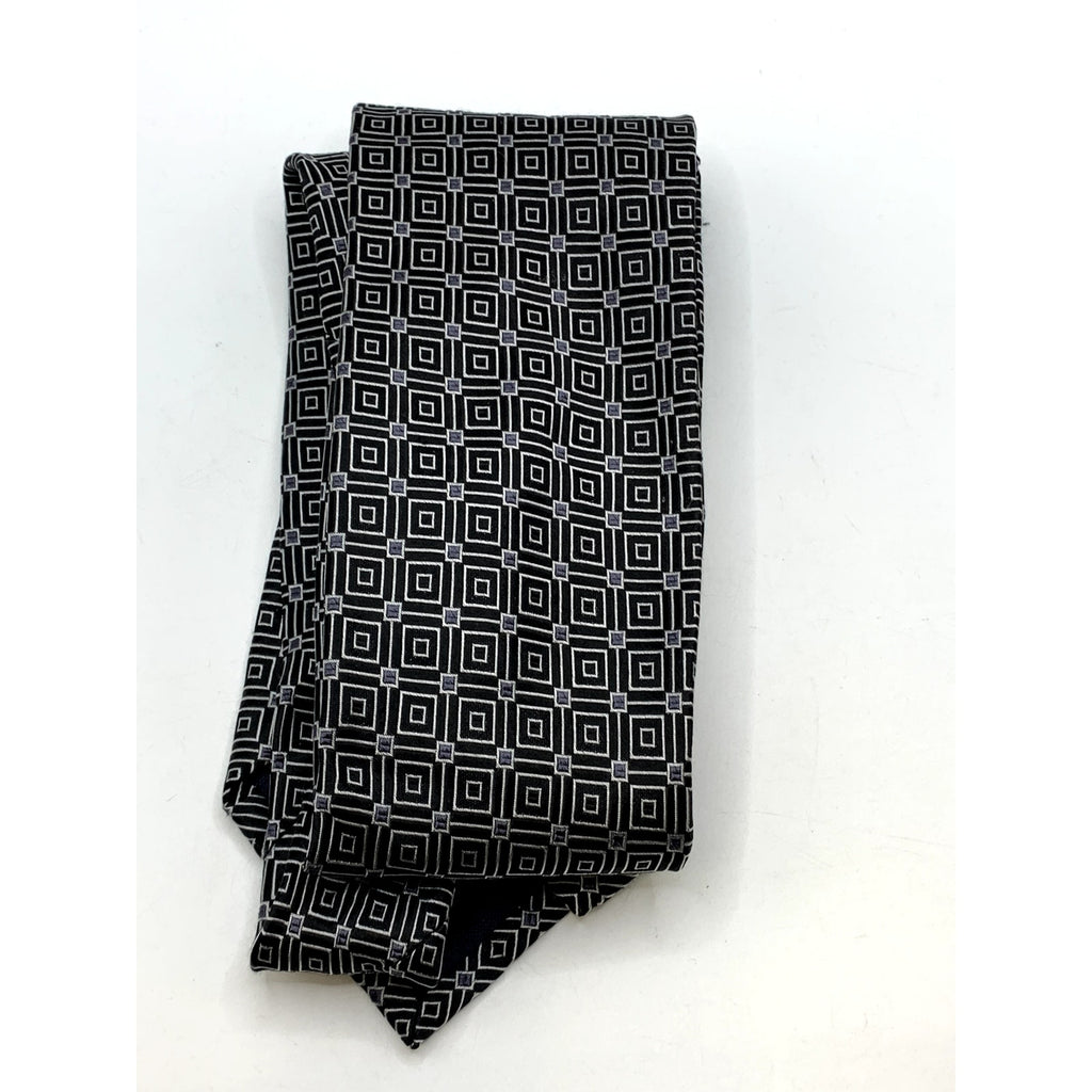 CLUB ROOM Men's Vintage Black/White Patterned Abstract Silk Regular Tie OS