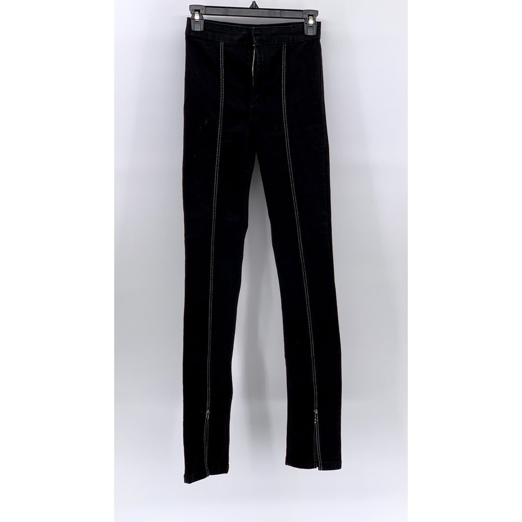 ZARA Women's Black Split Hem Skinny Jeans SZ 0