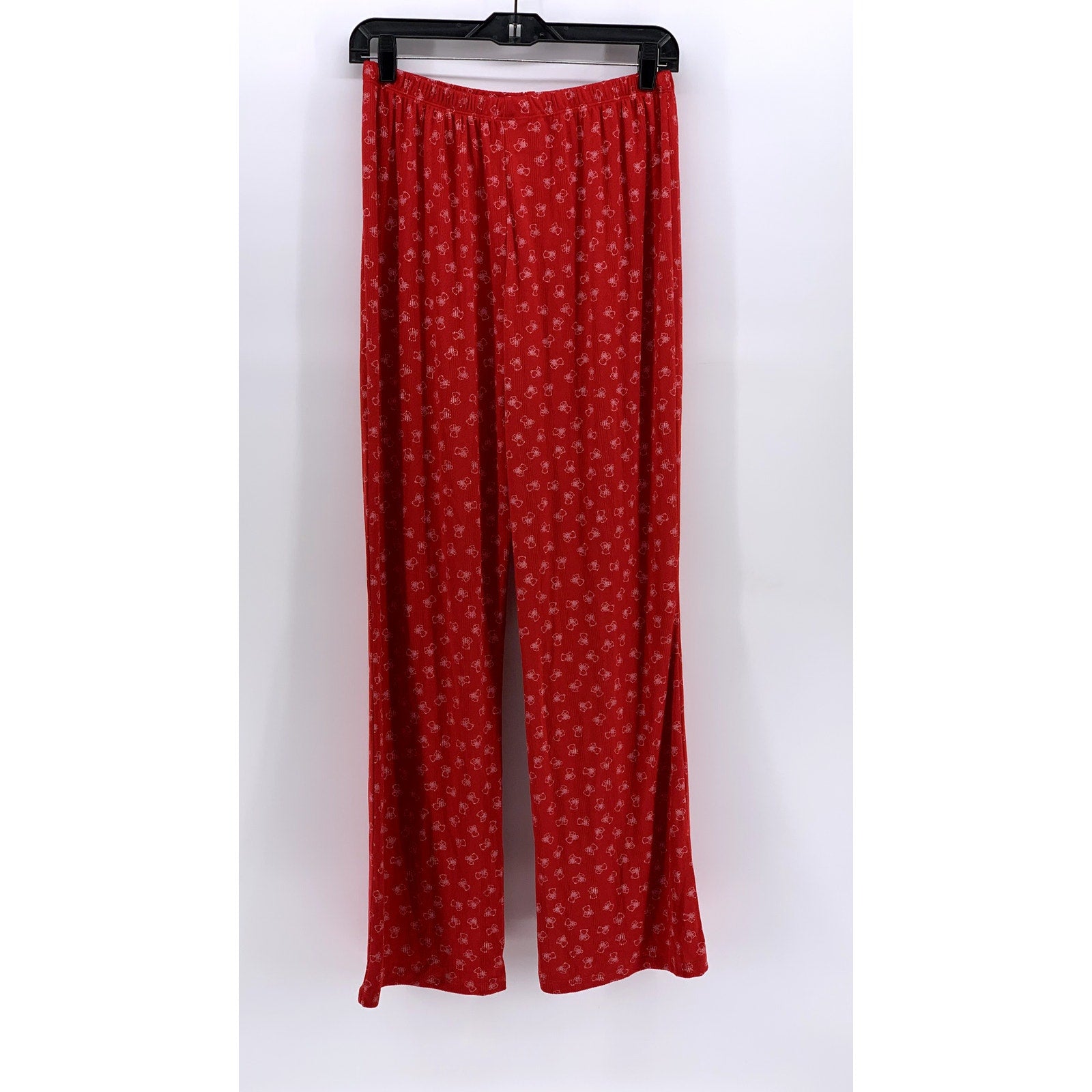 PINK ROSE Women's Red Bear Print Relaxed Fit Pajama Pants SZ M