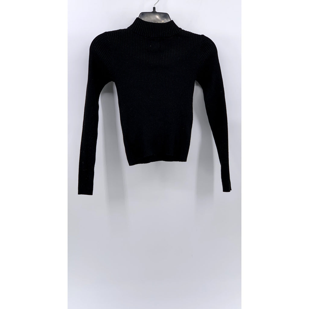 HIPPIE ROSE Juniors' Black Ribbed Teardrop Cutout Mock-Neck Top SZ XS