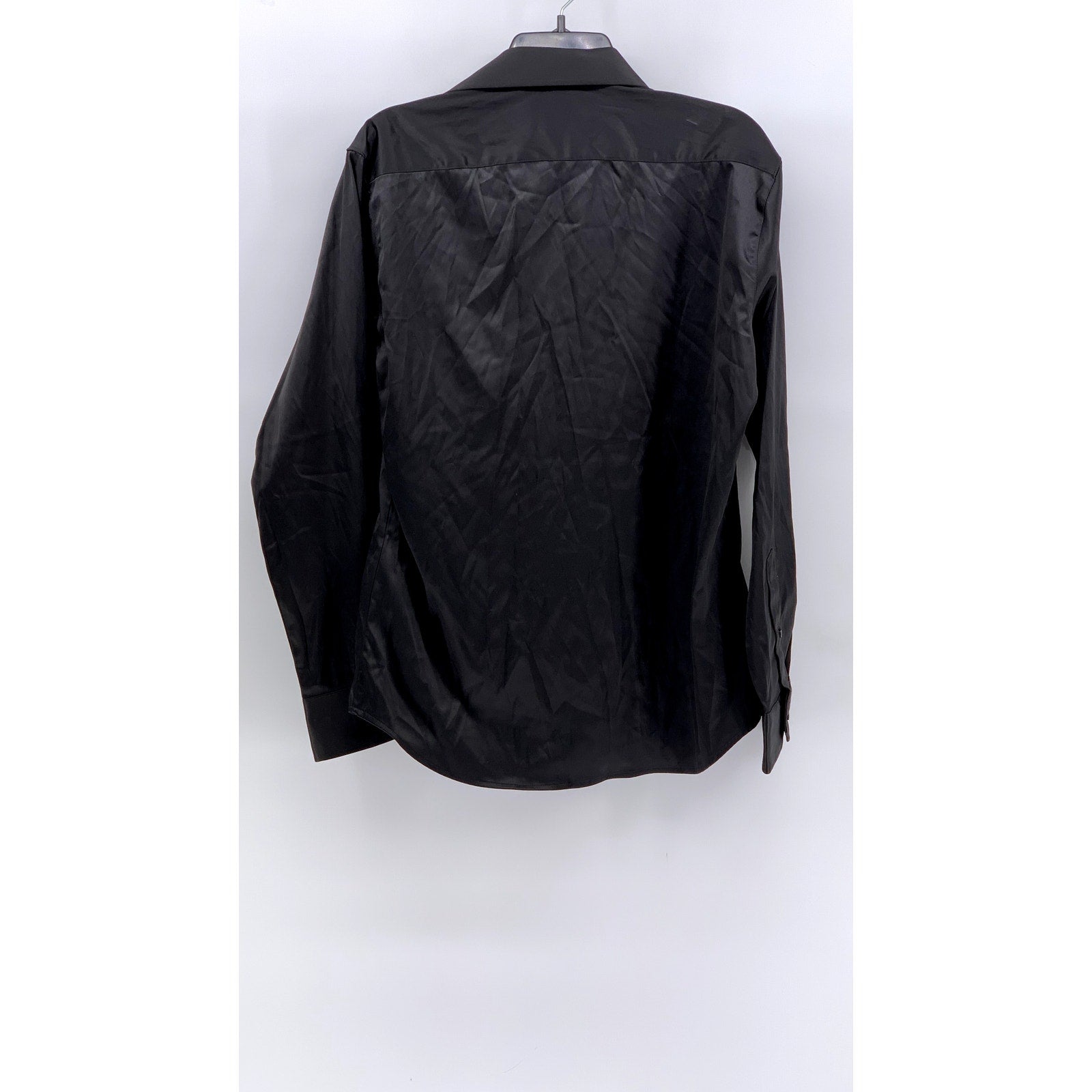VAN HEUSEN Men's Black Solid Slim-Fit Button-Up Long Sleeve Shirt SZ 15.5