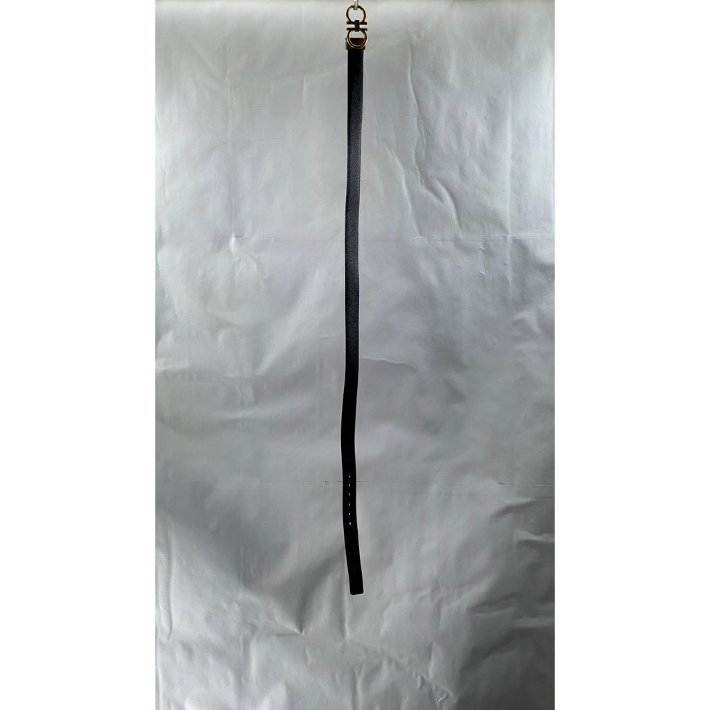 FERRAGAMO Men's Black-Red Leather Reversible Gancini Belt