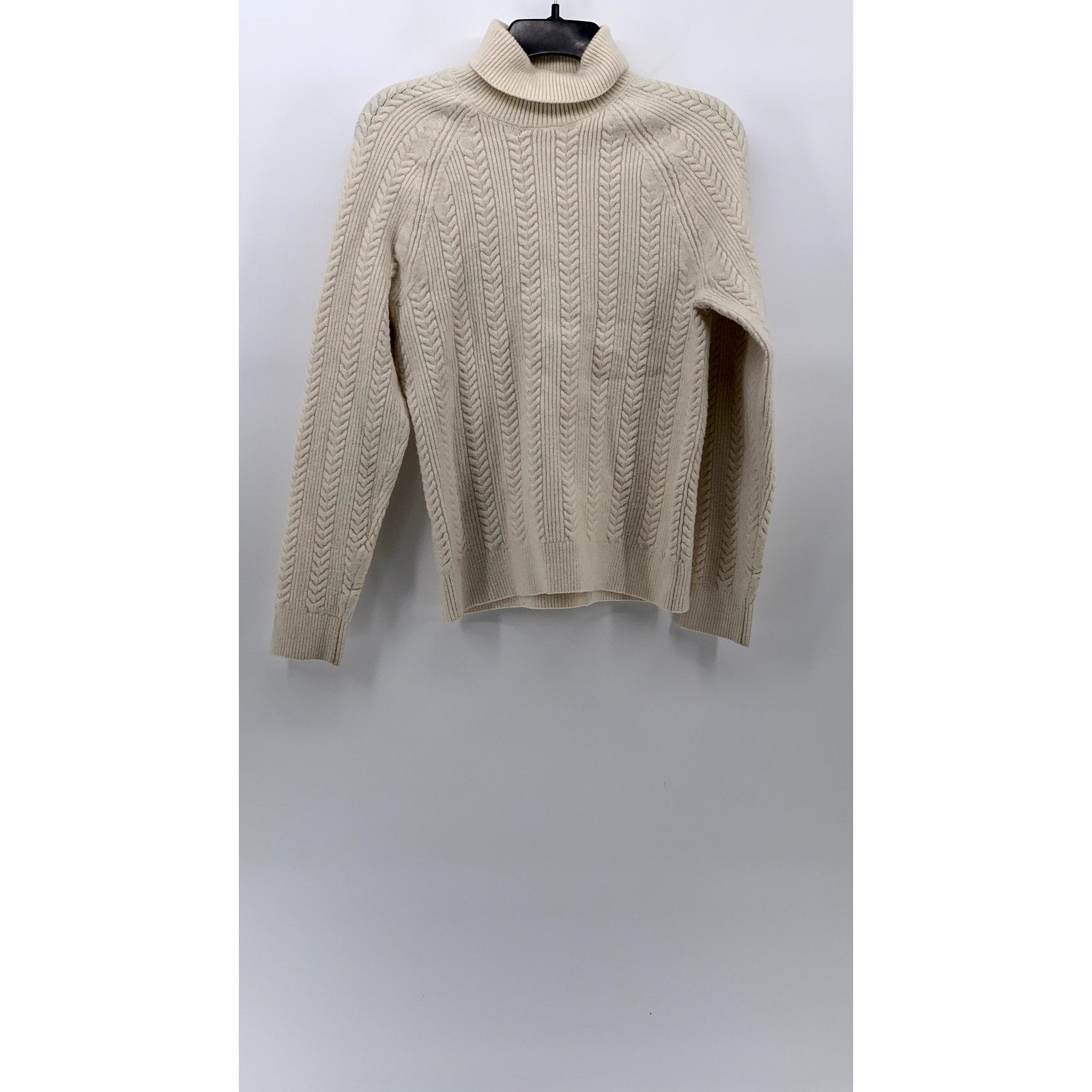 MNG MANGO Women's Cream Cable Knit Pullover Turtleneck Long Sleeve Sweater SZ S