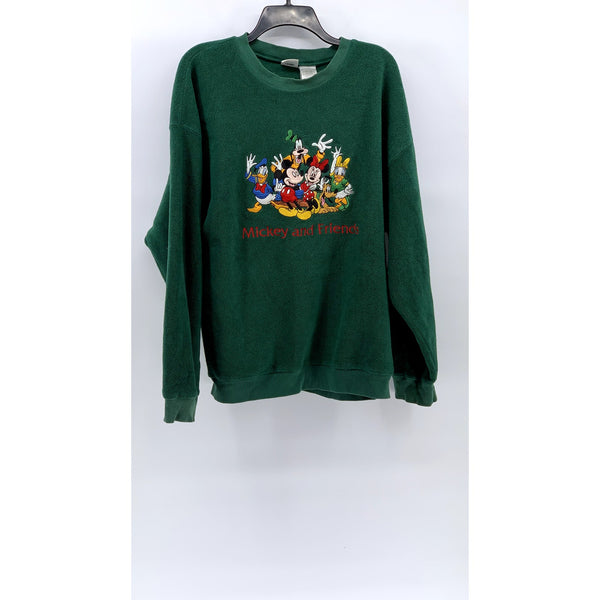 THE DISNEY STORE Men’s Dark Green Vintage Crewneck Patch Graphic Sweatshirt SZ L