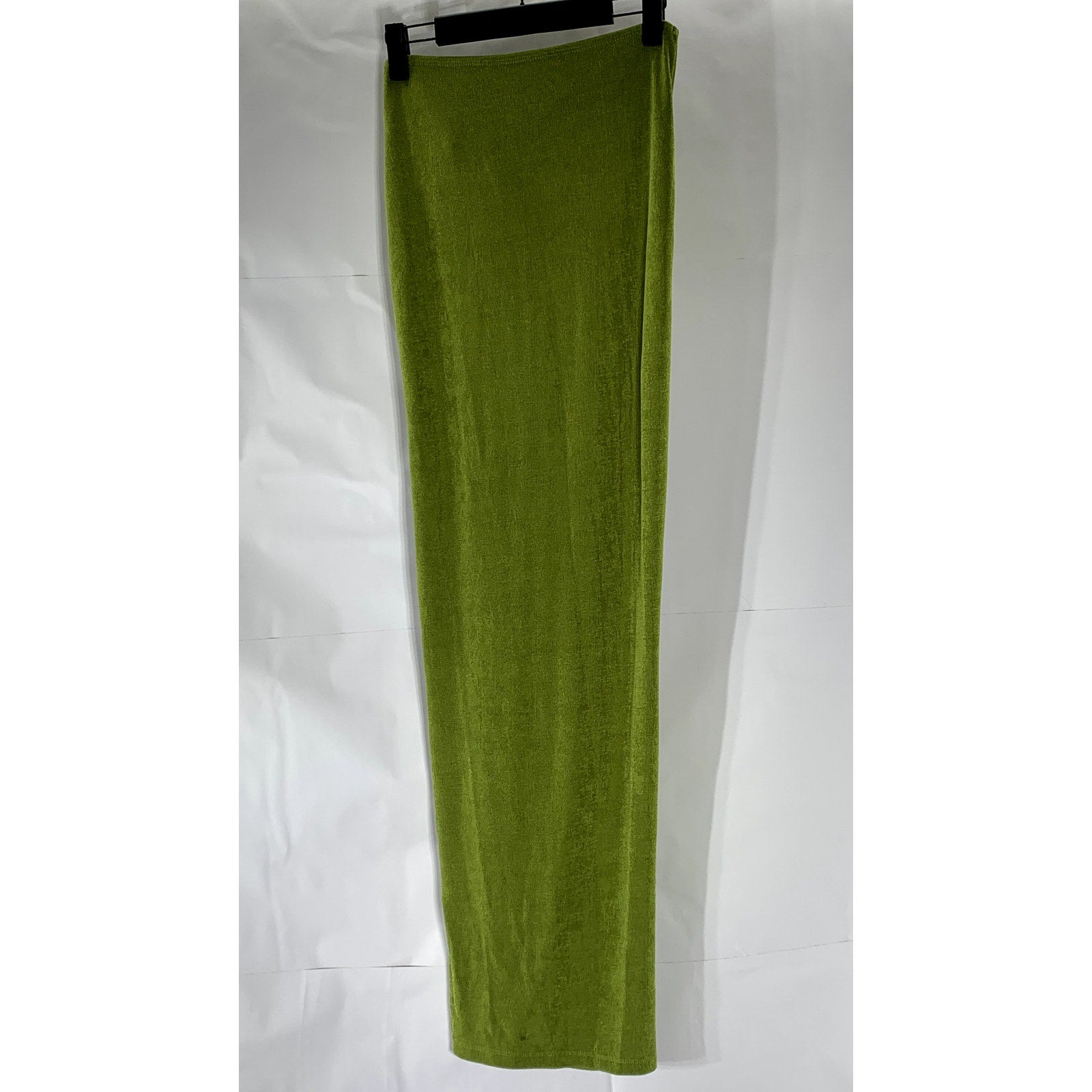 UNBRANDED Women’s Green Textured Side Slit Bodycon Knot Detail Midi Skirt SZ S